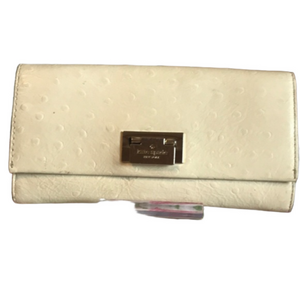 Kate Spade Cream Ostrich Embossed Leather Wallet. 7x4. EUC, NCO